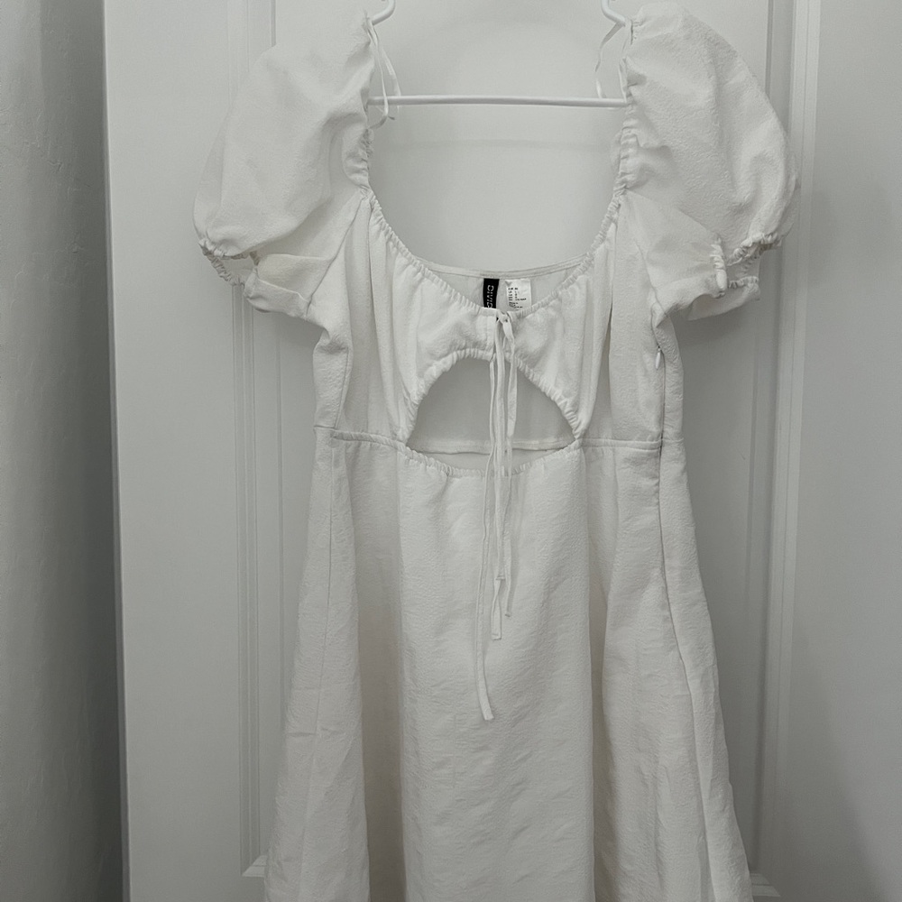 White Tie-Front Blouse w/Cutout